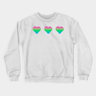 Bi+ Hearts Polysexual Flag (Vertical Gradient Trio) Crewneck Sweatshirt